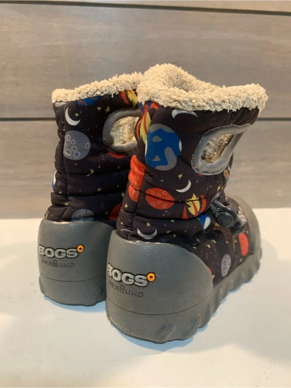 Bogs Kids Space Print Fleece Lined Boot Waterproof Sz 10 Thermal Casual Outdoor